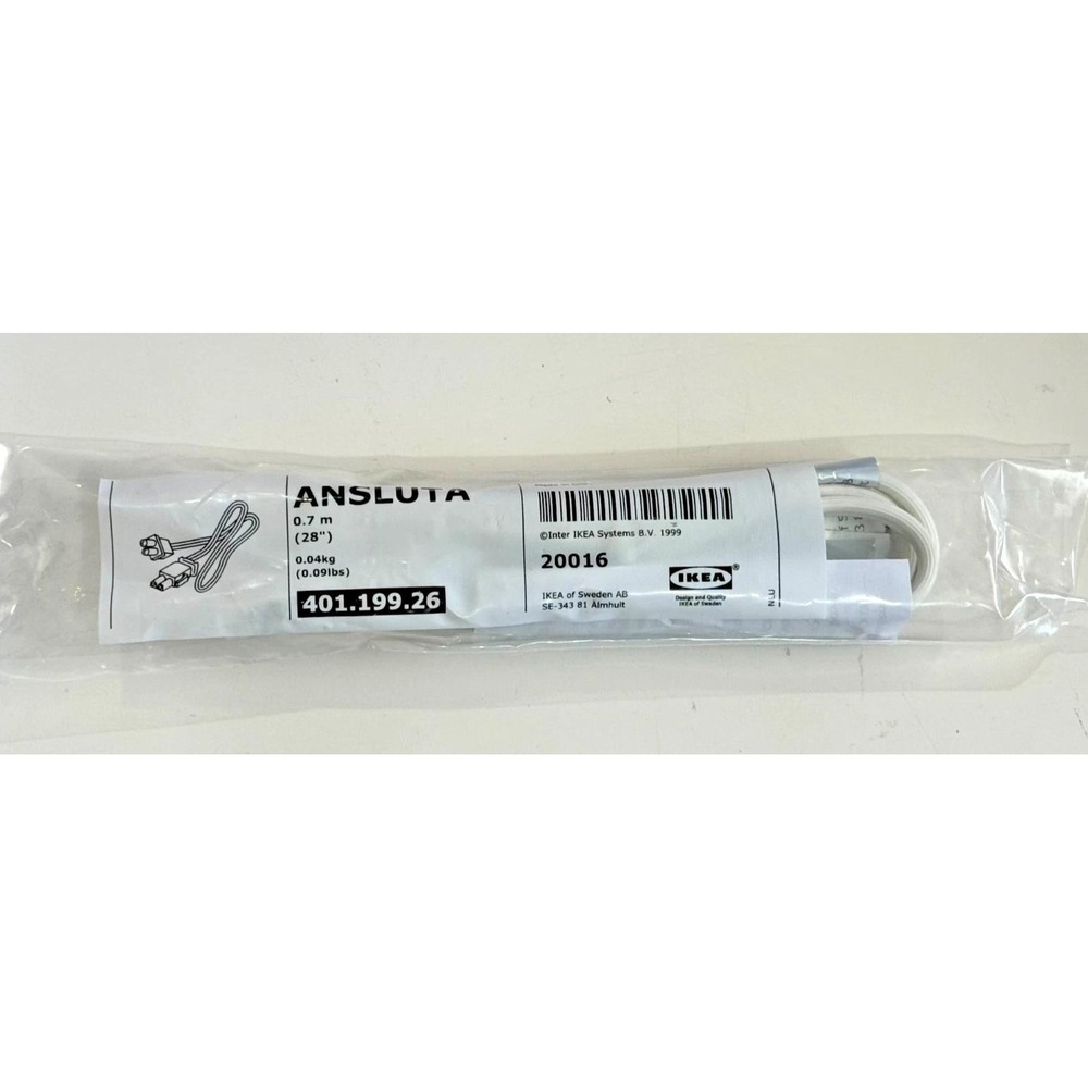IKEA Ansluta Intermediate Connection Cord White 28" New 401.199.26